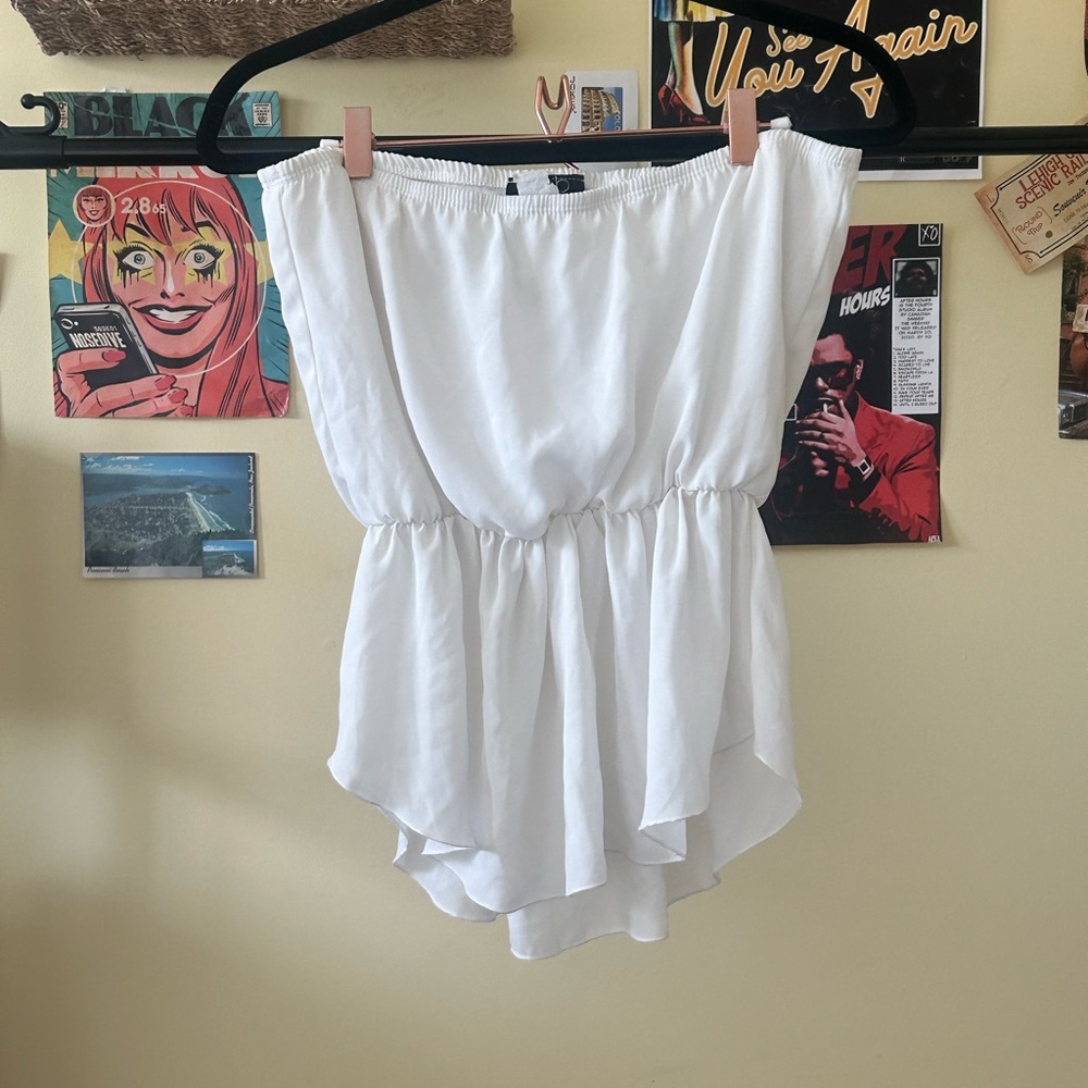 White Flowy Tube Top